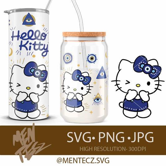 Diseño SVG para Cricut - Hello Kitty Evil Eye SVG PNG , Wrap libbey 16oz, Tumbler 20oz ,Cute Protective Eye Design | Cricut & Silhouette Cut File - MenteczSVG