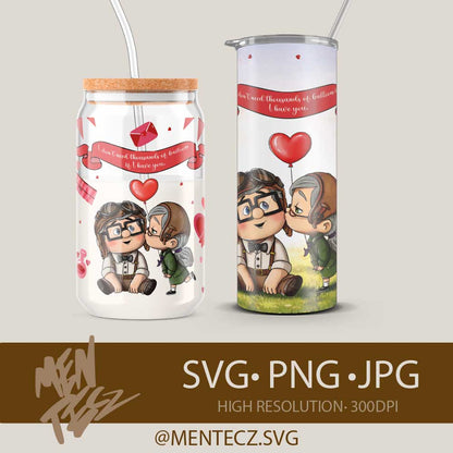 Valentine's Day Design UP, Pixar Couple Eternal Love, Printable Romantic Gift, wrap for tumbler 20oz