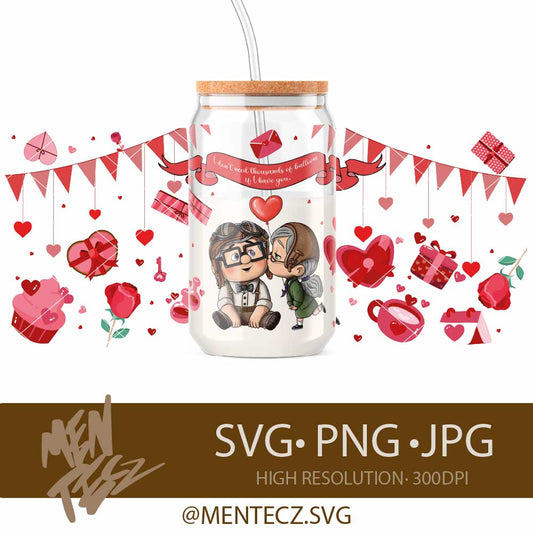 Diseño SVG para Cricut - Valentine's Day Design UP, Pixar Couple Eternal Love, Printable Romantic Gift, wrap for tumbler 20oz - MenteczSVG