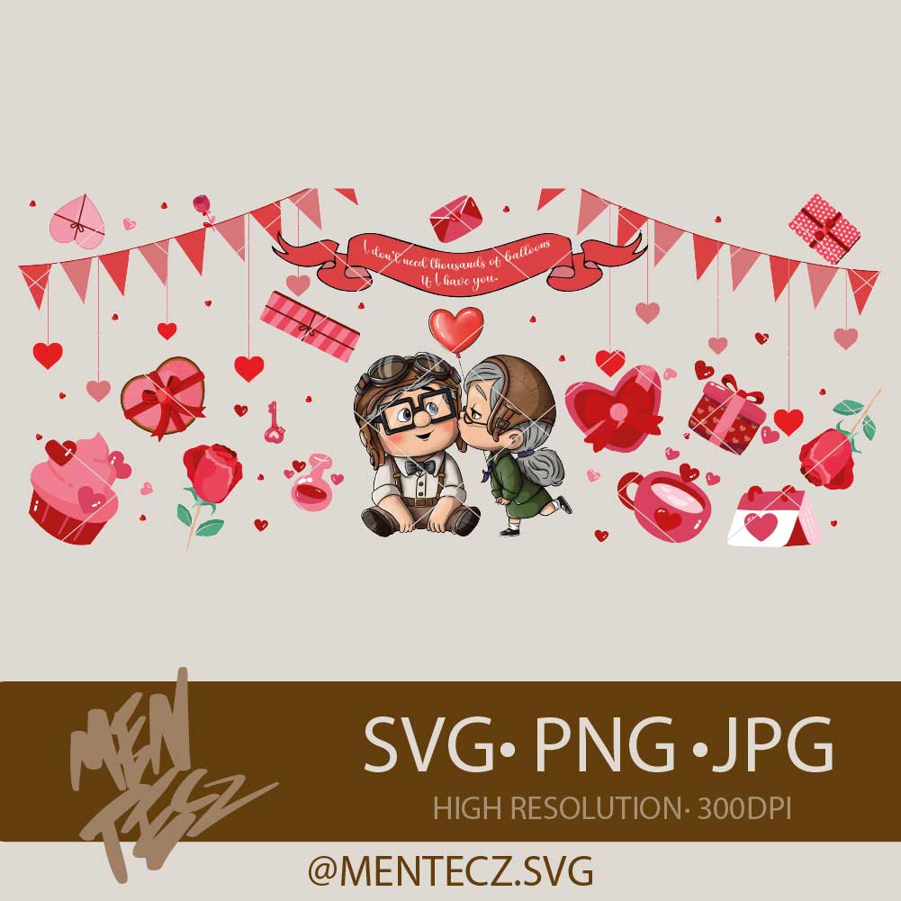 Valentine's Day Design UP, Pixar Couple Eternal Love, Printable Romantic Gift, wrap for tumbler 20oz