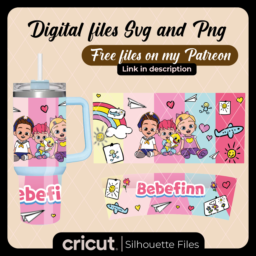 Bebefinn SVG and png, wrap libbey 16oz, tumbler 20oz and 40oz, for cricut and cameo, dtf