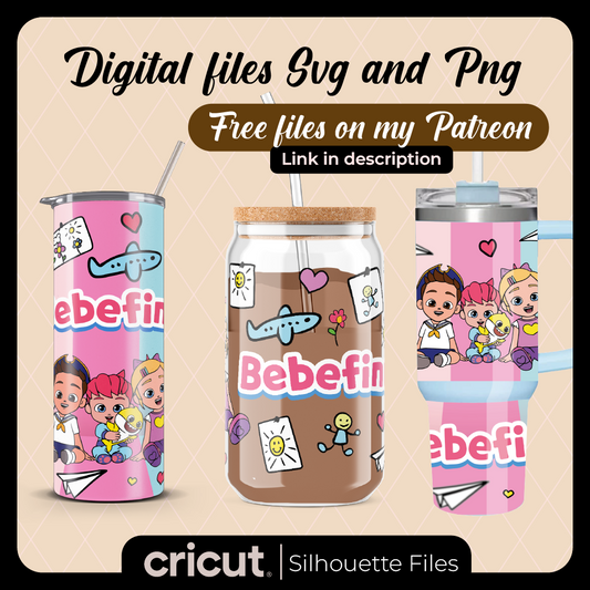 Bebefinn SVG and png, wrap libbey 16oz, tumbler 20oz and 40oz, for cricut and cameo, dtf