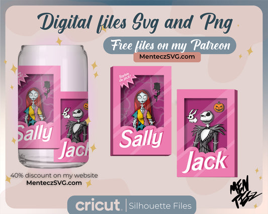 Diseño SVG para Cricut - Barbie Jack and Sally PNG, design de barbie png , sally png, jack png, el estraño mundo de jack png - MenteczSVG