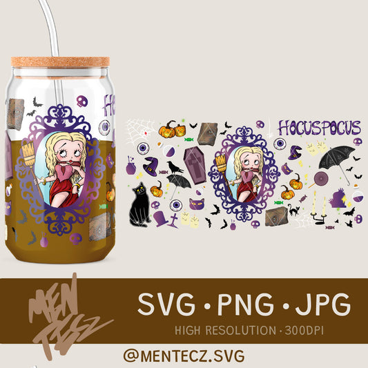Imagen secundaria de Halloween Libbey Glass Can Wrap 16oz | Betty Boop Hocus Pocus Sanderson Sisters Sublimation Design - MenteczSVG