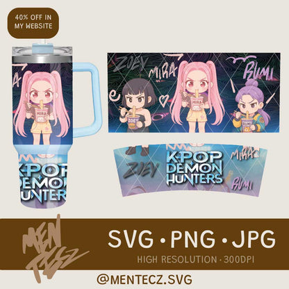 Kpop Demon Hunter PNG Designs | 20oz & 40oz Tumbler, 16oz Glass
