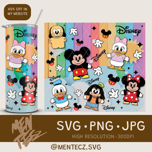 Diseño SVG para Cricut - mickey mouse wrap svg, Donald, duck, Minnie, Mickey Mouse, goofy, Pluto, png - MenteczSVG