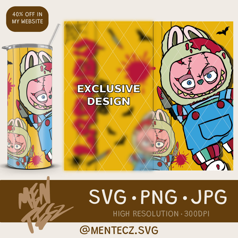 Labubu Chucky svg, png, wrap libbey 16oz, tumbler 20oz , labubu halloween