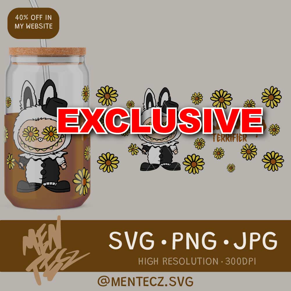 Terrifier Labubu SVG PNG – 20oz Tumbler Wrap, Libbey 16oz Wrap & T-Shirt Design | Exclusive for USA Crafters