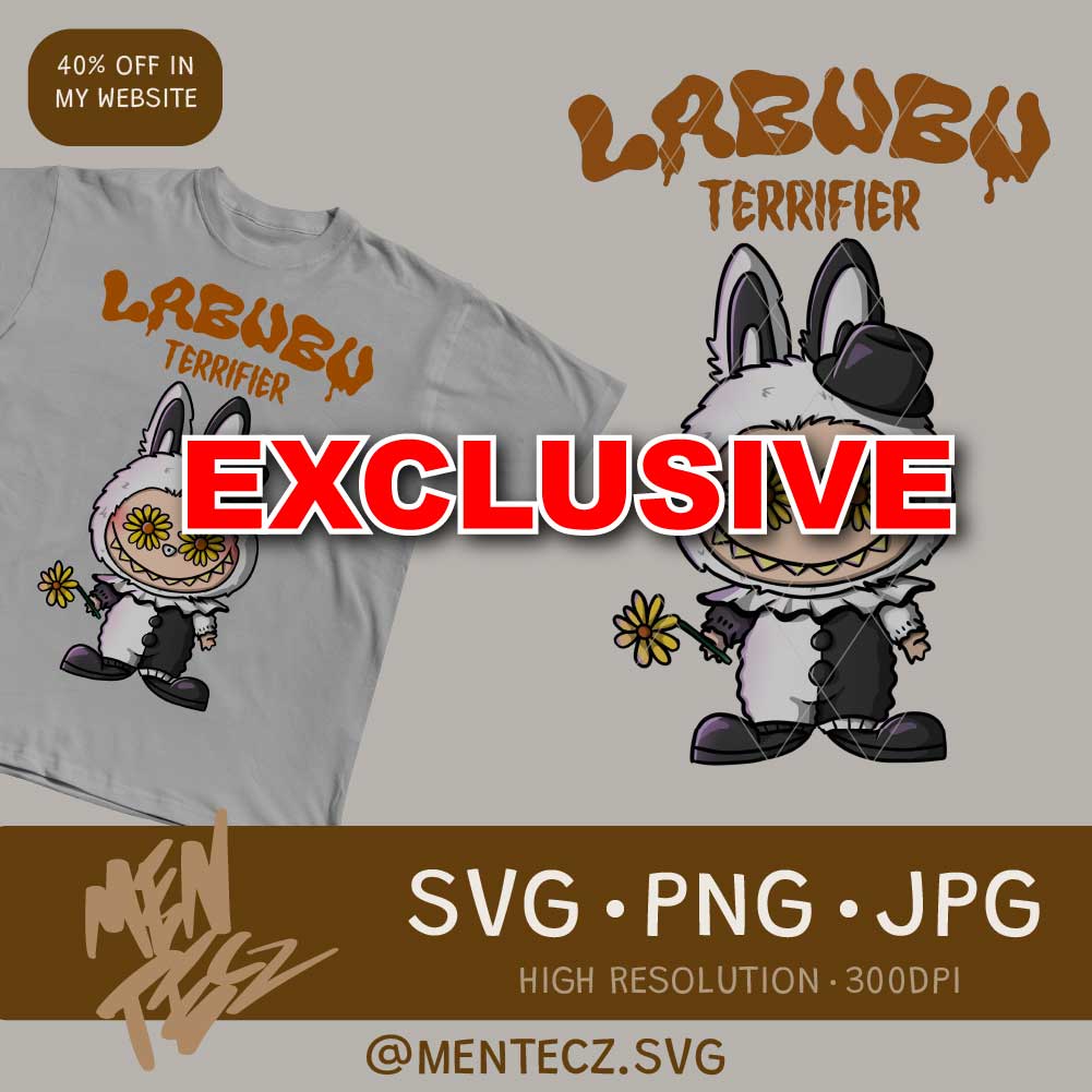 Terrifier Labubu SVG PNG – 20oz Tumbler Wrap, Libbey 16oz Wrap & T-Shirt Design | Exclusive for USA Crafters