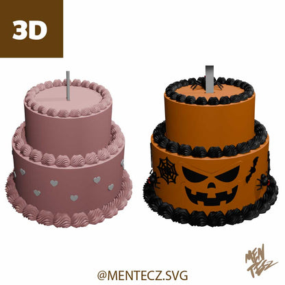 3D cake for Cake Toppers, 3mf , stl , double-tier cake
