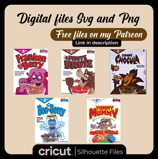 Monster Cereal png, Halloween old school png, old school monster cereals png, perfect for DTF,