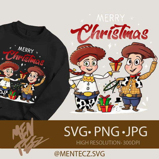 Diseño SVG para Cricut - Toy Story Christmas Design – Cute Christmas Cowboy Cartoon Art for Sweatshirts, Sublimation & Holiday Merch - MenteczSVG
