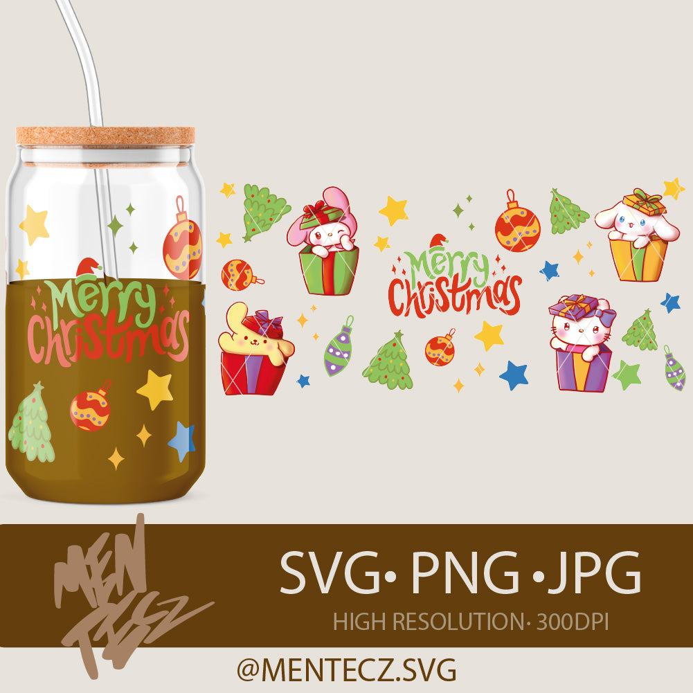 Hello kitty christmas png, svg, happy christmas, libbey 16oz, tumbler 20oz, kuromi png