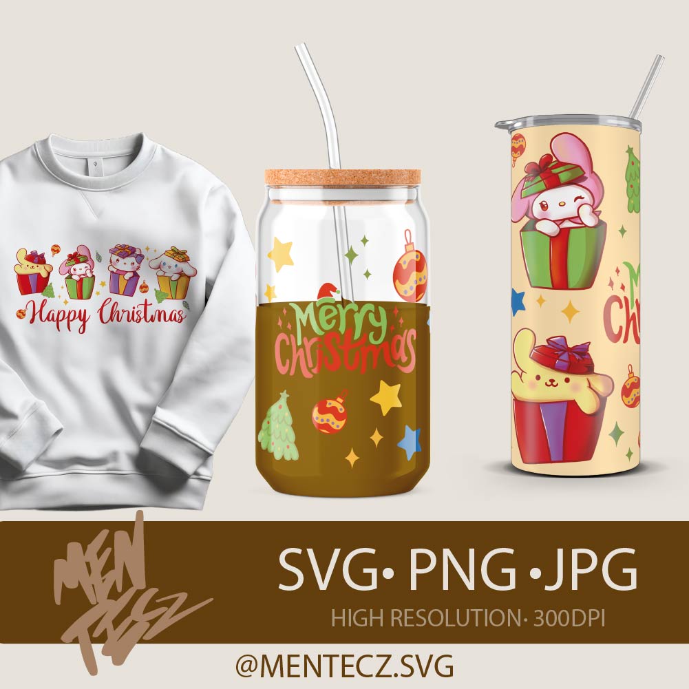 Hello kitty christmas png, svg, happy christmas, libbey 16oz, tumbler 20oz, kuromi png