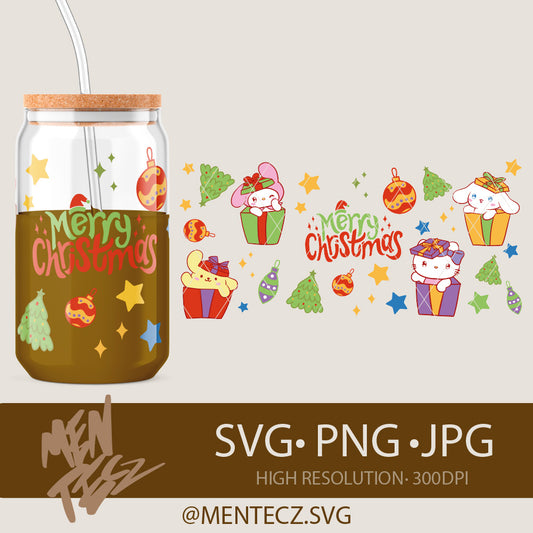 Diseño SVG para Cricut - Hello kitty christmas png, svg, happy christmas, libbey 16oz, tumbler 20oz, kuromi png - MenteczSVG