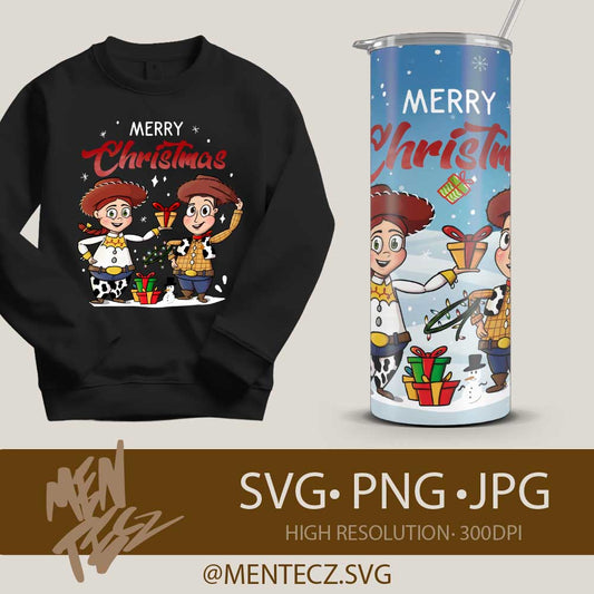 Diseño SVG para Cricut - Toy Story Christmas Design – Cute Christmas Cowboy Cartoon Art for Sweatshirts, Sublimation & Holiday Merch - MenteczSVG
