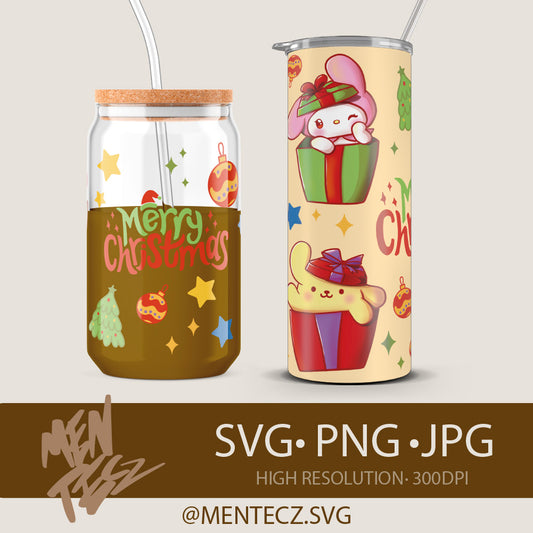 Diseño SVG para Cricut - Hello kitty christmas png, svg, happy christmas, libbey 16oz, tumbler 20oz, kuromi png - MenteczSVG
