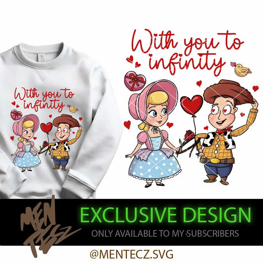 Diseño SVG para Cricut - Woody Bo Peep Valentine 2 Sided Shirt, Pixar Toy Story Xoxo Love Shirt, Woody Cowboy Toy Couple Matching, Disneyland Family Trip Outfits - MenteczSVG