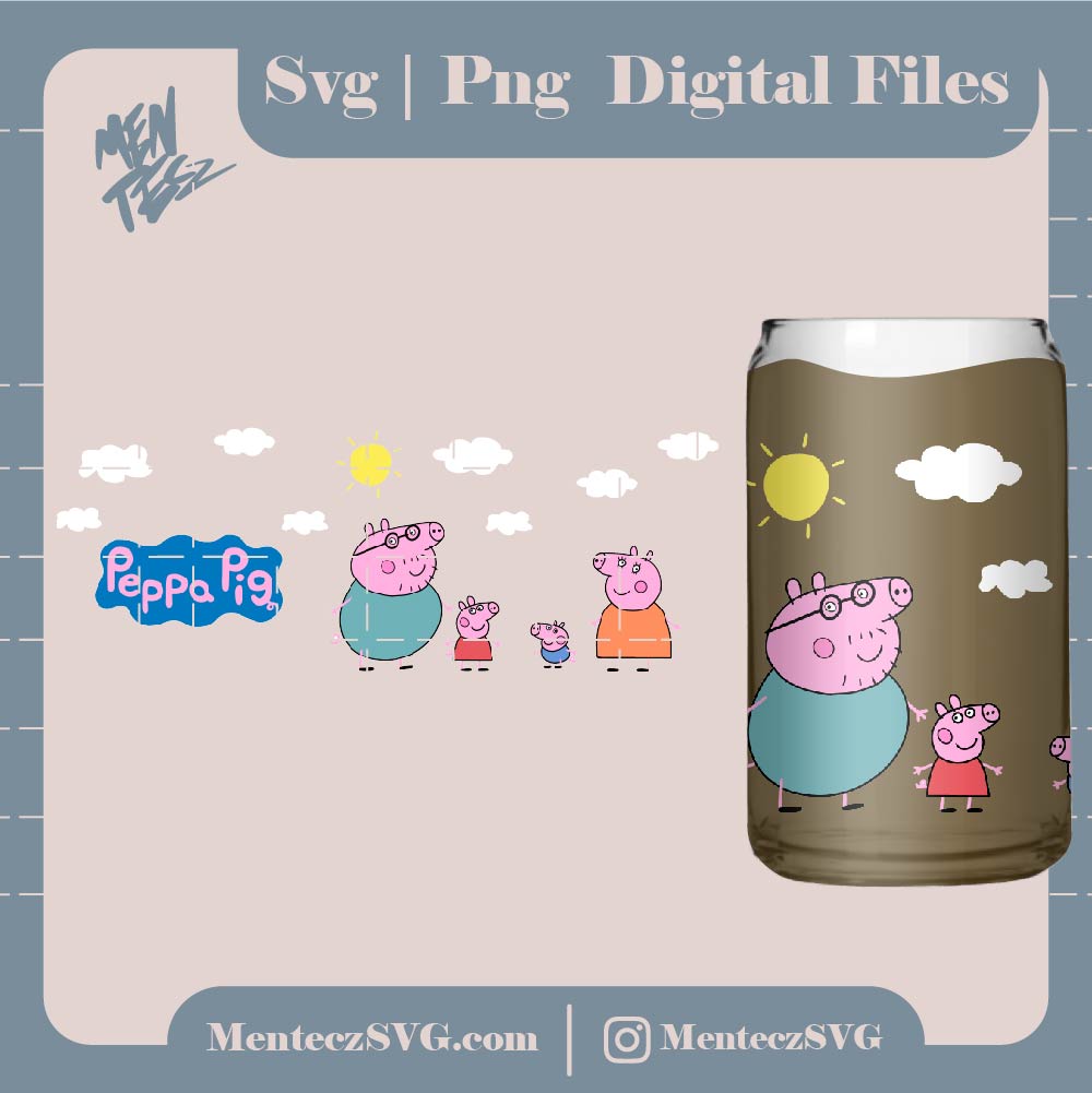 Peppa pig wrap SVG, jpg and png, svg for children,  wrap for libbey svg