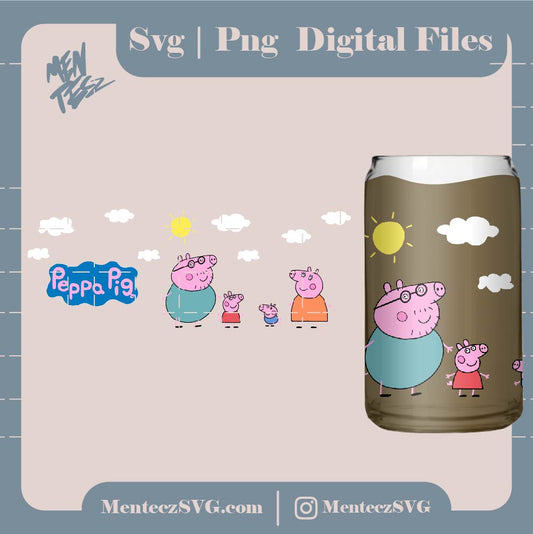Peppa pig wrap SVG, jpg and png, svg for children,  wrap for libbey svg