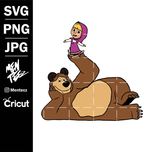 Masha and the bear svg, png, jpg, eps and AI oso