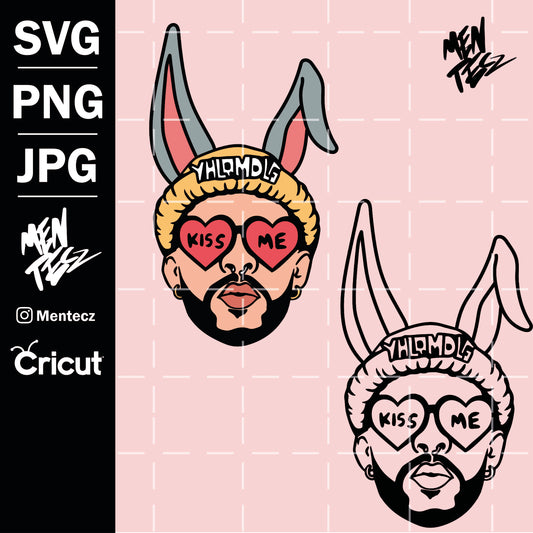 Bad Bunny Easter SVG, PNG & JPG Digital Download, San valentin, summer
