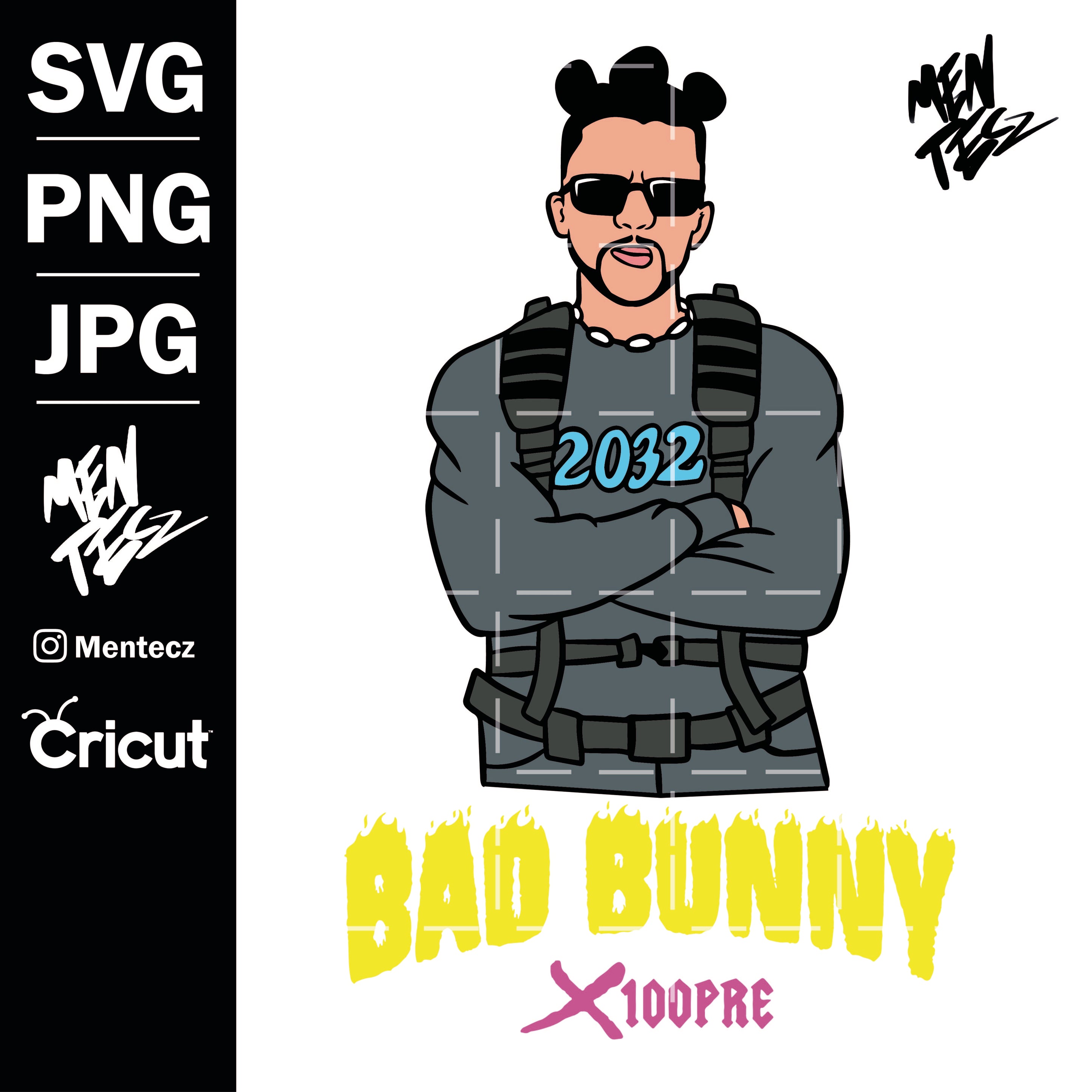 Bad Bunny x100pre SVG, PNG & JPG Digital Download – MenteczSVG