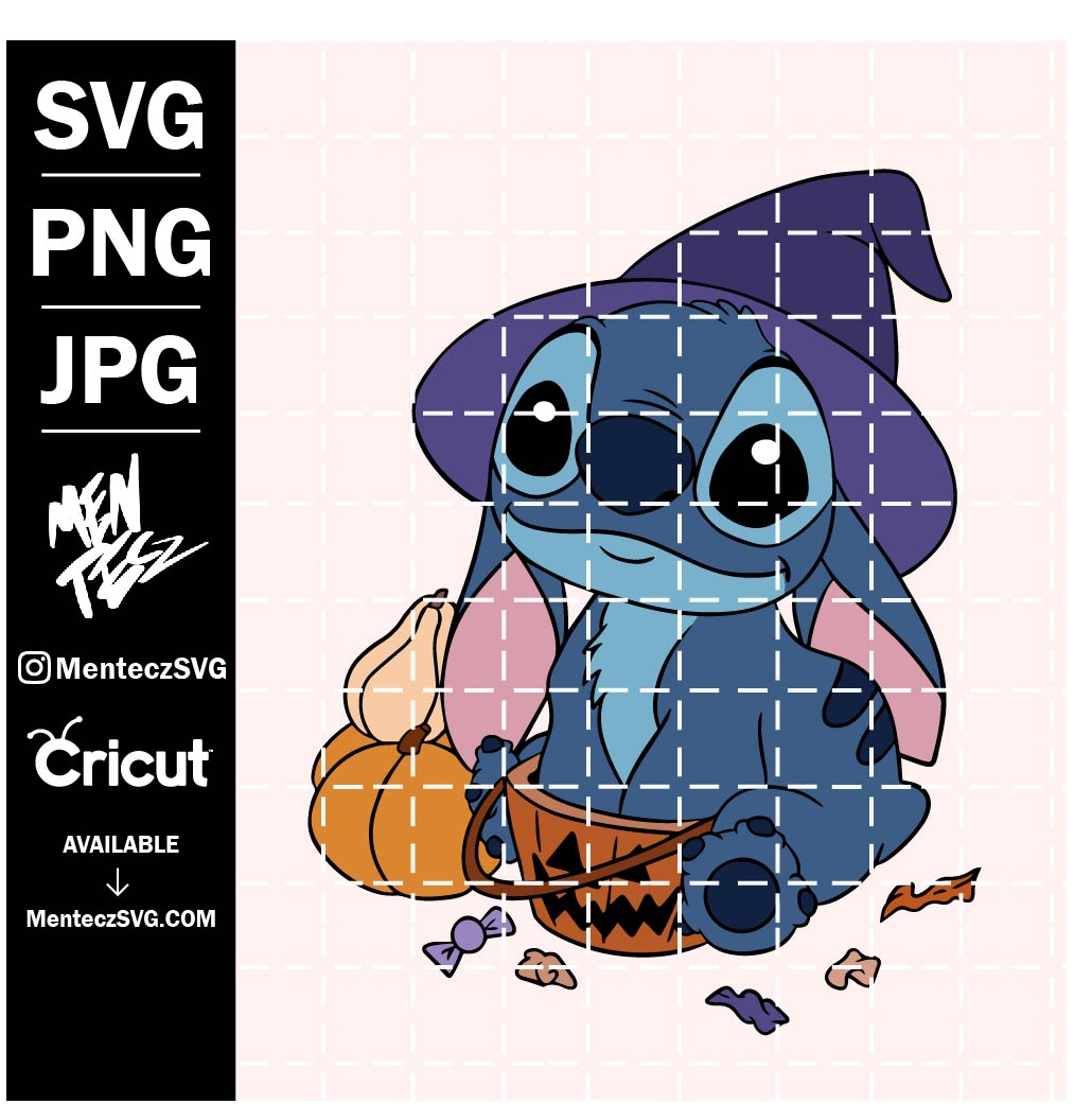 Stitch halloween svg, asking for candy, png, jpg