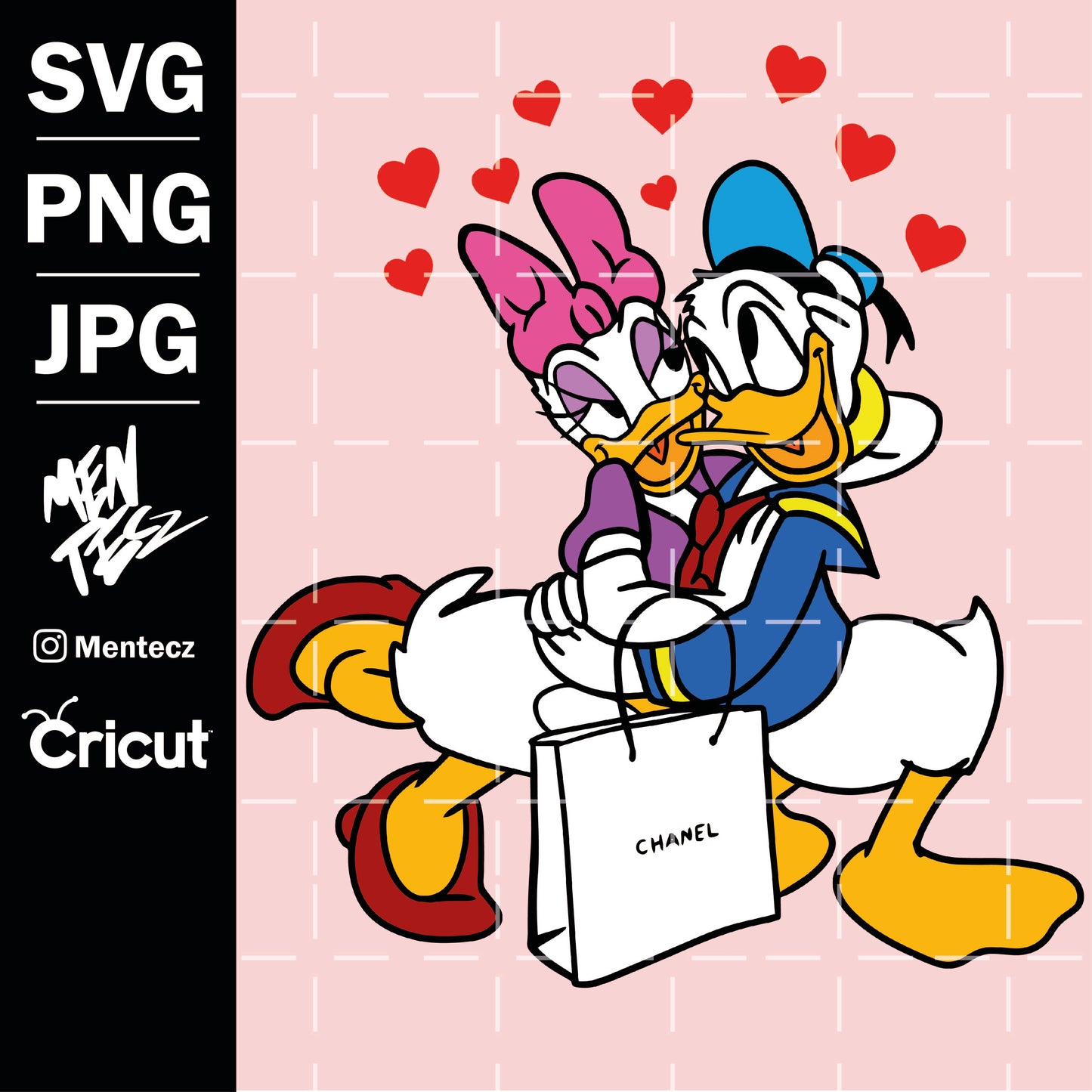 Donald duck and daisy san valentine svg, Disney