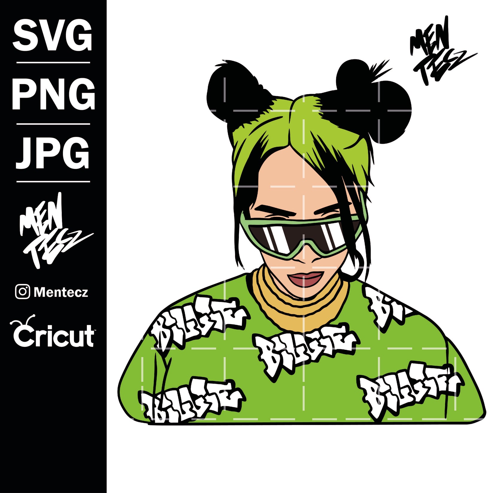 Billie Eilish svg, png, jpg, - lovely, verde – MenteczSVG