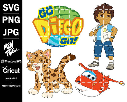 Go Diego Go Svg, Baby Jaguar, Alicia, Digital download, SVG, PNG, Design, Clipart, Cricut, Silhouette, Instant Download