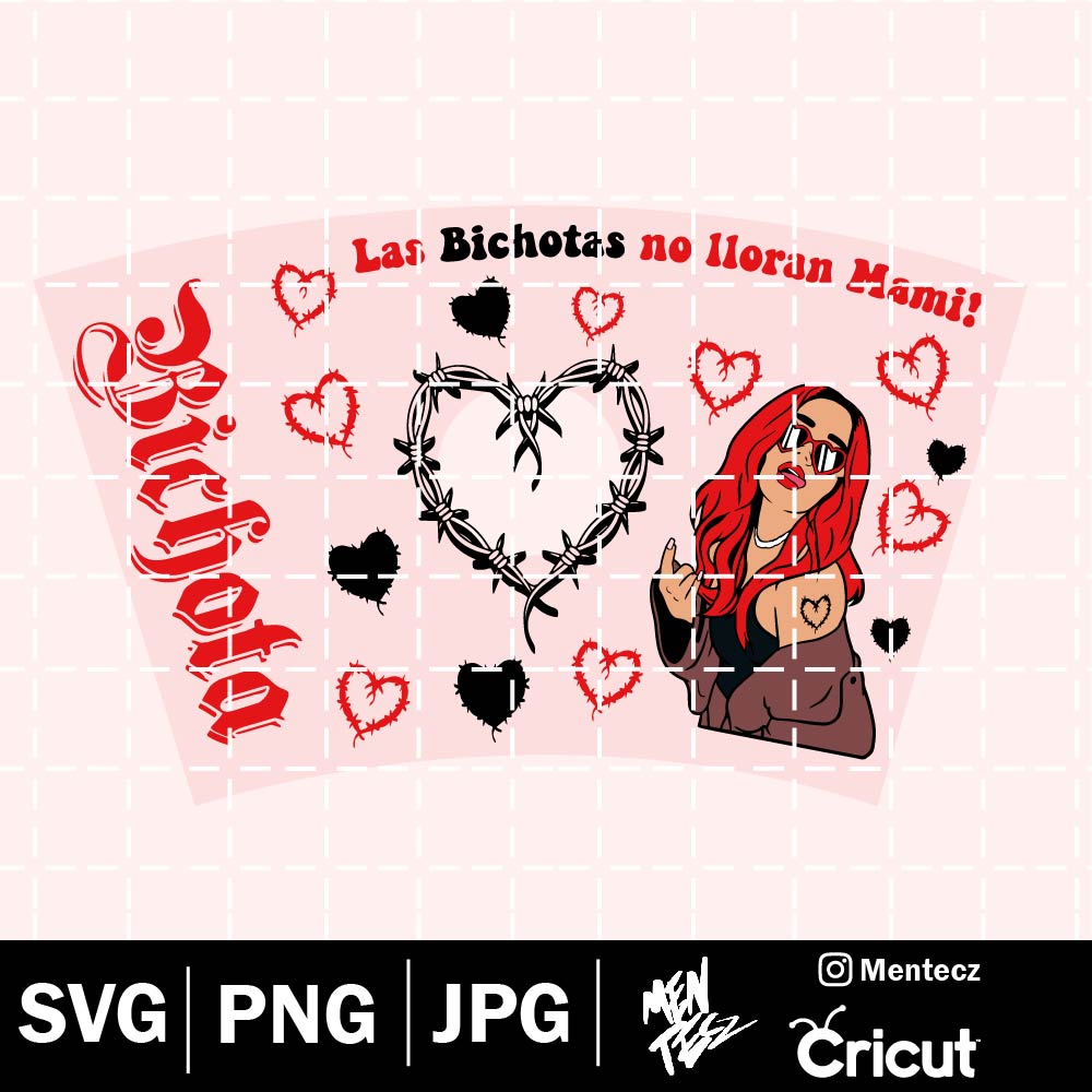 La Bichota Karol G 24 oz Wrap SVG, png & JPG, Bichota svg, bichota roja